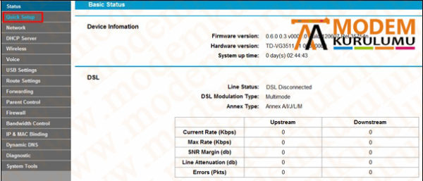 TP-LINK TD-VG3511 Modem Kurulumu 2