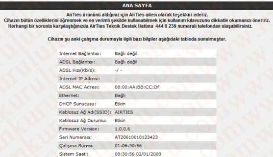 AirTies Air 5750 Kablosuz Modem Kurulumu