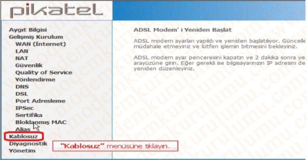 Pikatel IAD421W ADSL2+ 4 Port Kablosuz Modem Kurulumu