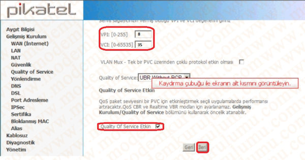 Pikatel IAD421W ADSL2+ 4 Port Kablosuz Modem Kurulumu