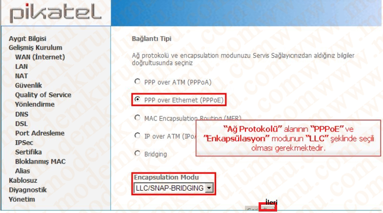 Pikatel IAD421W ADSL2+ 4 Port Kablosuz Modem Kurulumu