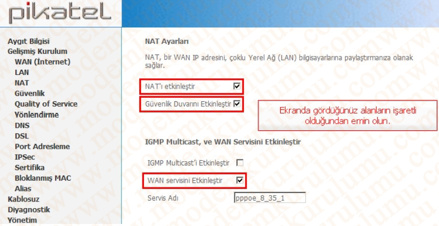 Pikatel IAD421W ADSL2+ 4 Port Kablosuz Modem Kurulumu