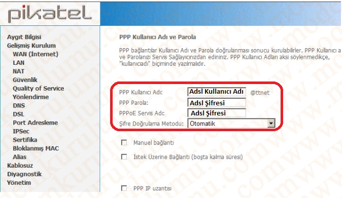 Pikatel IAD421W ADSL2+ 4 Port Kablosuz Modem Kurulumu