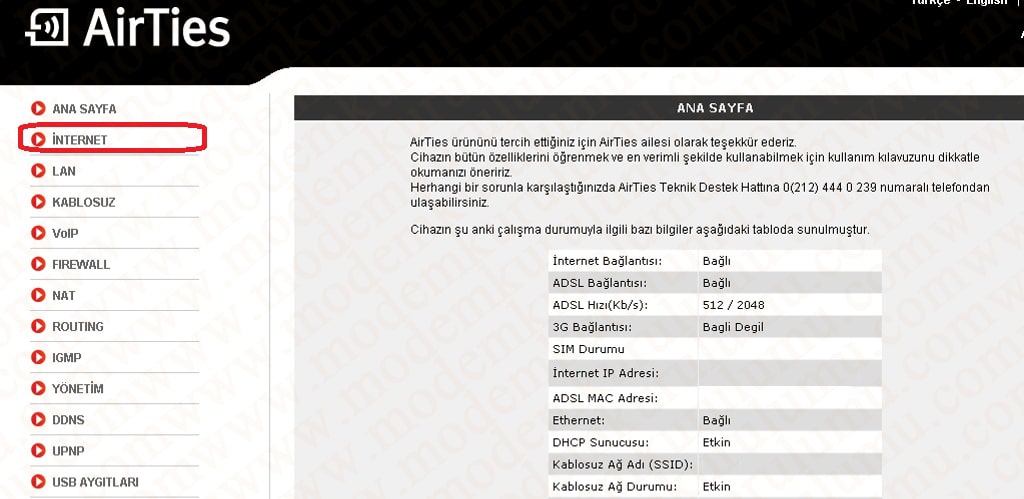 Airties Air 6271 Kablosuz Modem Kurulumu