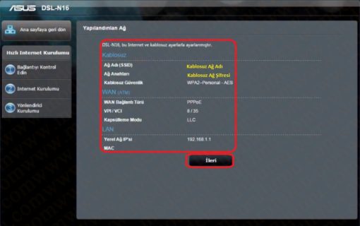 Asus DSL-N16 Kablosuz Modem Kurulumu