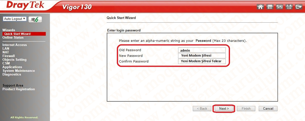 DrayTek Vigor 130 Modem Kurulumu