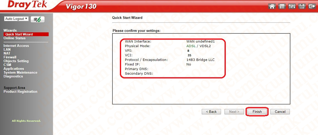 DrayTek Vigor 130 Modem Kurulumu