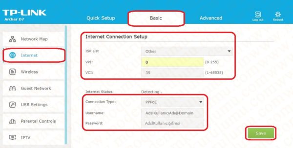 Tp-Link Archer D7 Kablosuz Modem Kurulumu