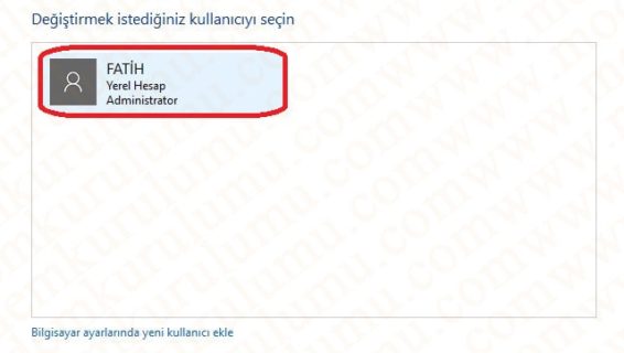 Windows 10 Şifre Değiştirme