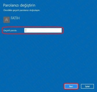 Windows 10 Şifre Değiştirme